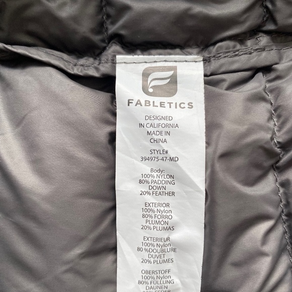 Fabletics down filled packable grey vest size medium - Picture 7 of 8